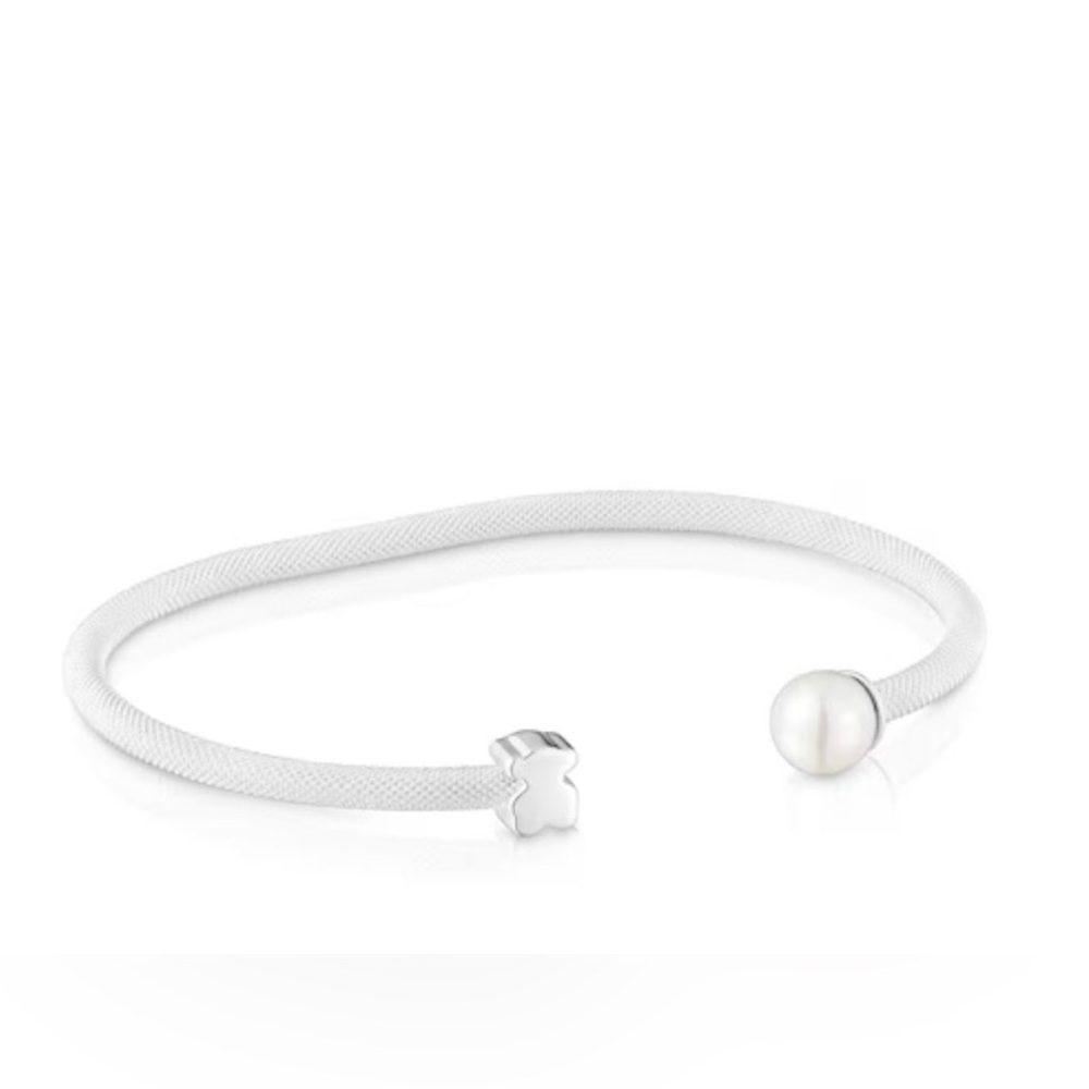 Tous Silver Bracelet with White Pearl Accent